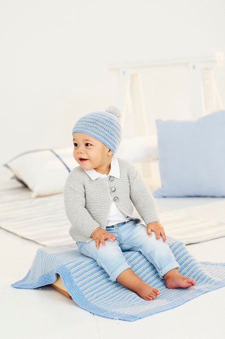 9530 Baby DK Cardigan, Blanket & Hat