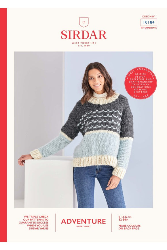 Sirdar 10184 Crew Neck Sweater in Super Chunky