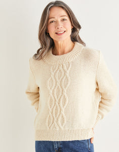 10174 Ladies Aran Centre Cable Crew-Neck Sweater