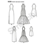 8330 Ladies Dress with Skirt and Back Variations