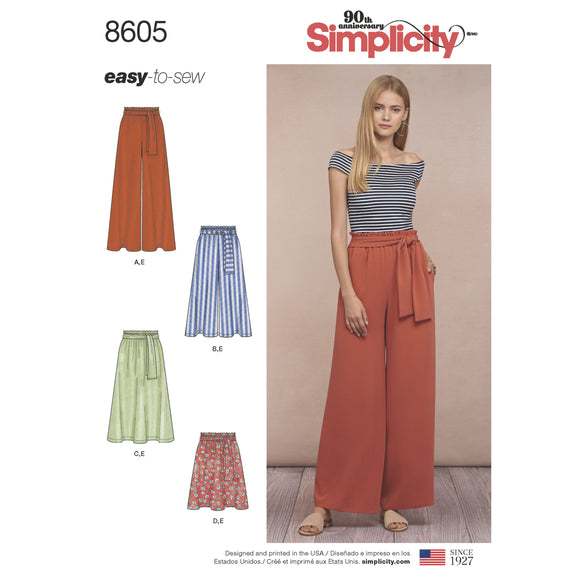 8605 Ladies Pull on Skirt and Trousers