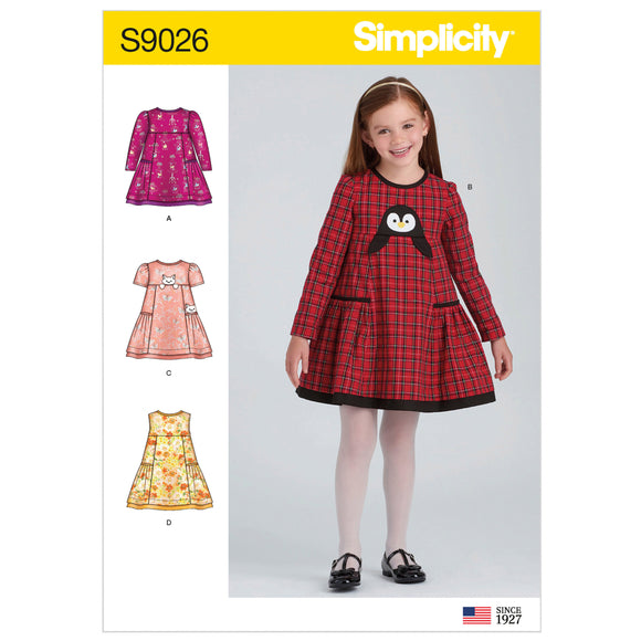 9026 Children's Animal Applique Pocket Dress
